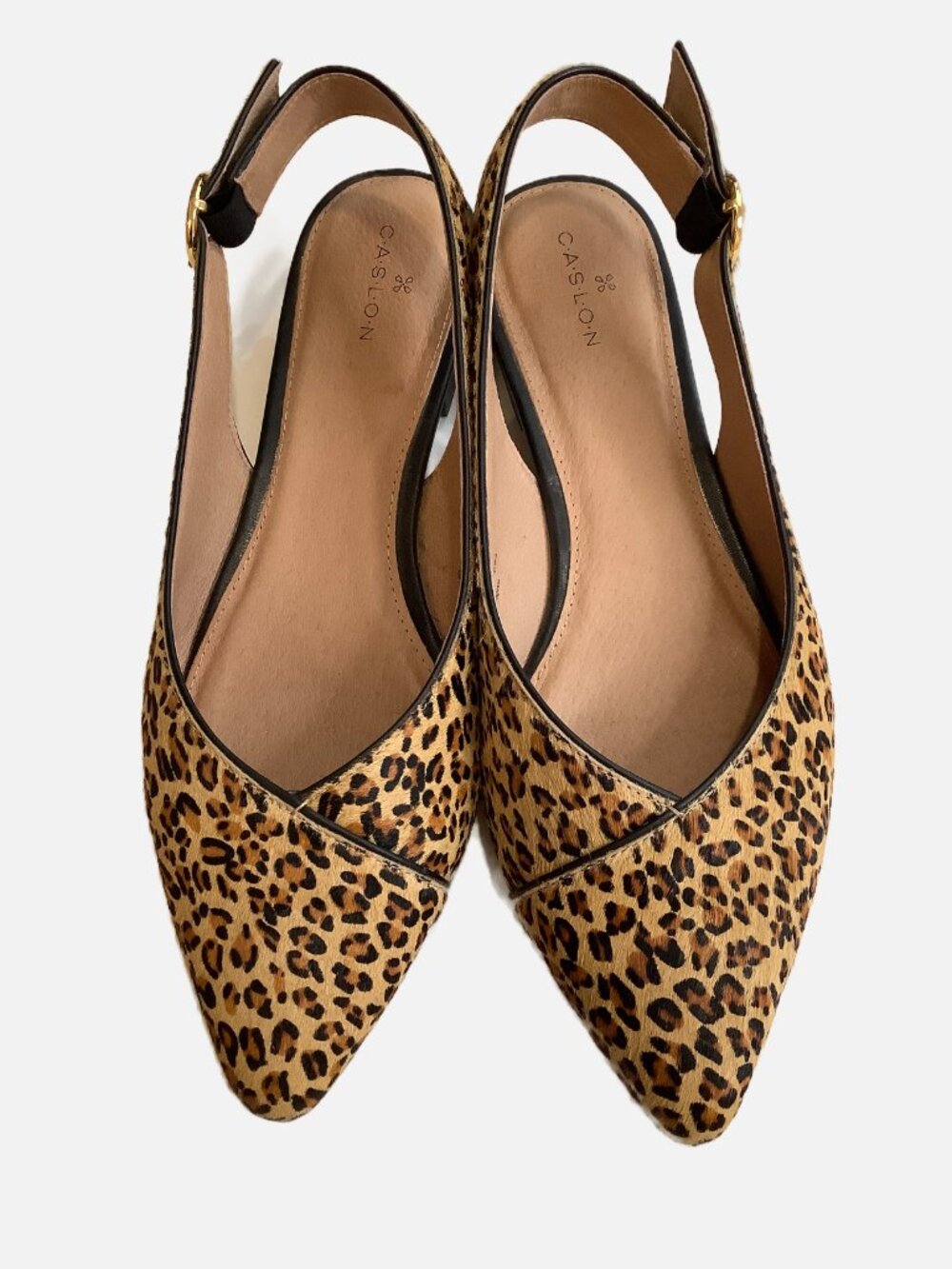 CASLON Leopard Print Calf Hair Slingback Flats Size 8